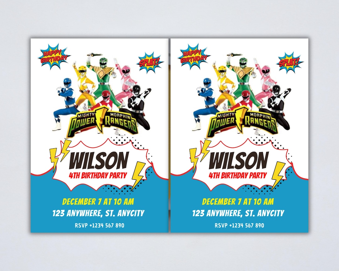 Power Rangers Birthday Invitation | Editable Party Invite Template ...