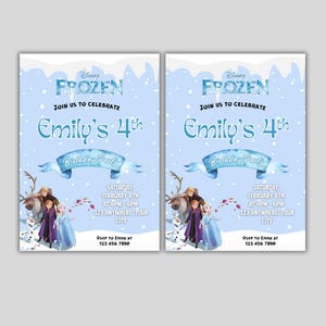 Editable Frozen Birthday Invitation | Editable Emily Party Invite | Winter Snow Theme | Instant Download Canva Template