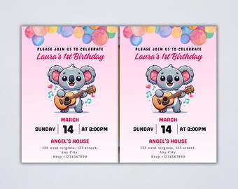 Editable Elephant 1st Birthday Invitation | Baby Boy One Year Old Party Invite | Instant Download