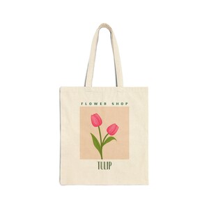 Floral Tulip Tote Bag, Eco-Friendly Canvas Bag, Flower Shop Tote, Reusable Grocery Bag, Gift for Plant Lovers