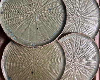 Rustic Handmade Pottery - 7" Plates - set of 4