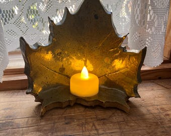 Organic Handmade Pottery Sycamore Leaf Tea Light