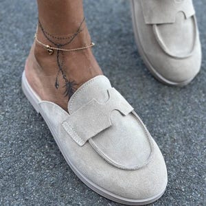 Genuine Suede Mule Shoes for Women Minimalist Slip On Loafers | Soft Sabo | Everyday Flats image 14