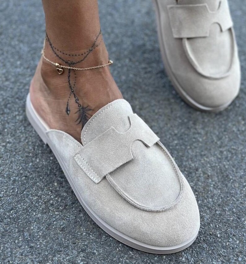Genuine Suede Mule Shoes for Women Minimalist Slip On Loafers | Soft Sabo | Everyday Flats image 14