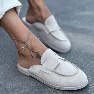 Genuine Suede Mule Shoes for Women Minimalist Slip On Loafers | Soft Sabo | Everyday Flats image 2