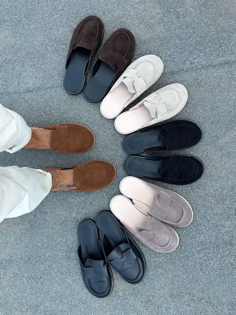 Genuine Suede Mule Shoes for Women Minimalist Slip On Loafers | Soft Sabo | Everyday Flats image 12