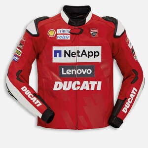 Ducati Riding Cowhide Leather Motorcycle Racing Motorbike CE Armor Men Jacket