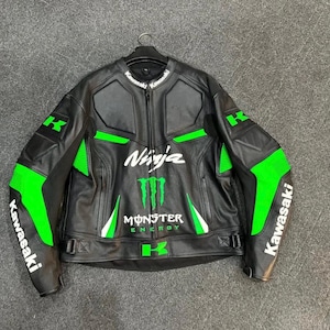 Kawasaki Ninja Motorcycle Leather Jacket Kawasaki Motorbike Racing Biker Jacket