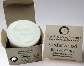 Massief cederhoutshampooreep 60 g | Biologisch handgemaakt | Voor vet en normaal haar | Veganistische natuurlijke plasticvrije shampoo