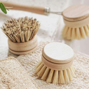 Bamboo Dish Brush Heads | 4-Pack Eco Replacement Set | Plastic-Free & Compostable Kitchen Cleaning