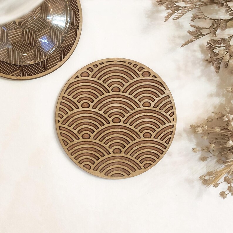 Geometric Pattern Coaster Geometric Handmade Wooden Coasters | Set of 4 - Etsy