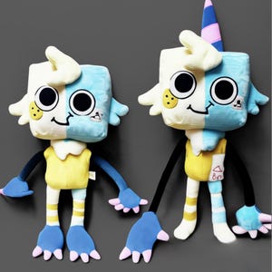 Custom Sprunki Plush Figure: Colorful Pyramid Creature, Handmade Soft Toy