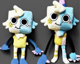 Custom Sprunki Plush Figure: Colorful Pyramid Creature, Handmade Soft Toy