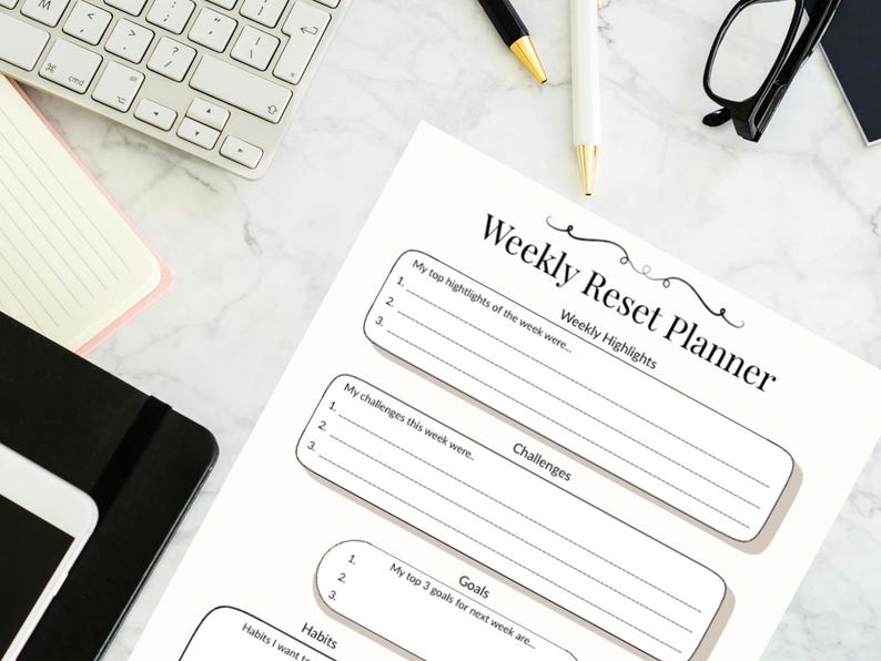 Weekly Reset Planner Printable | Sunday Reset & Meal Planning | Simple ...