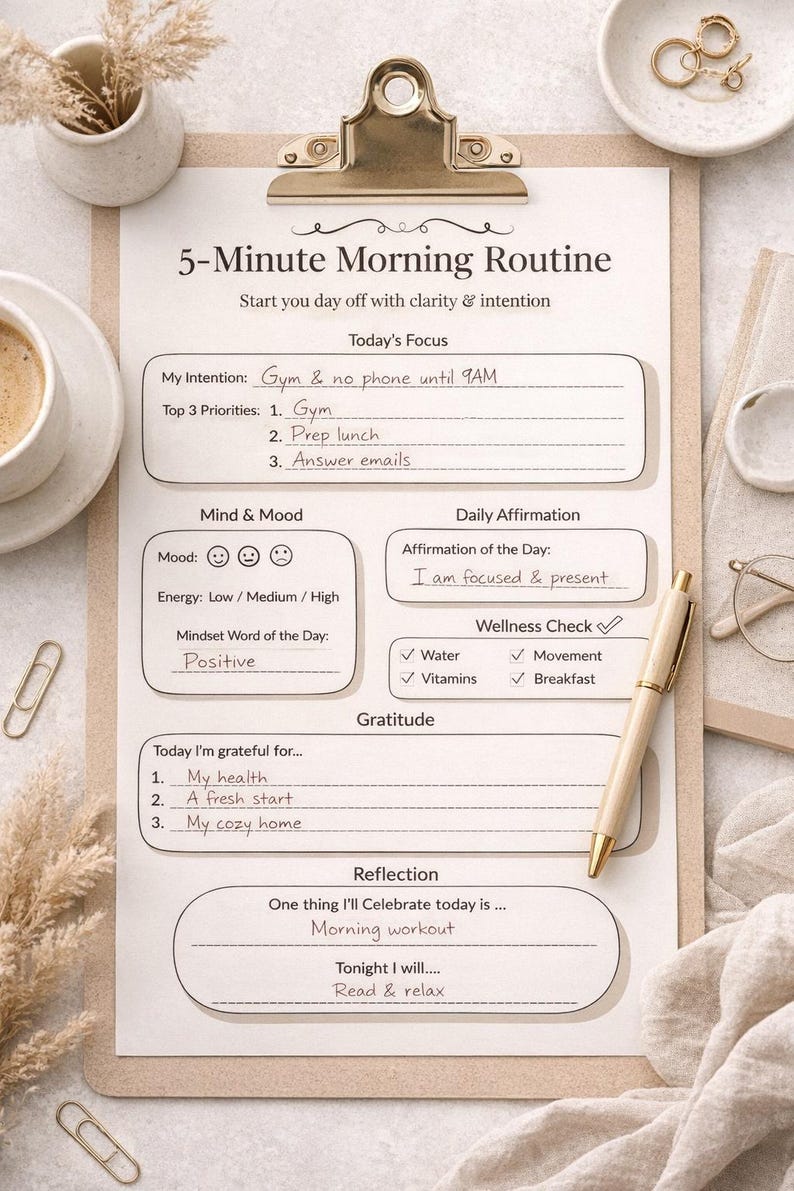 Reflection Routine Morning Routine Planner Bundle | Daily Reflection, Habit Tracker (PDF ...