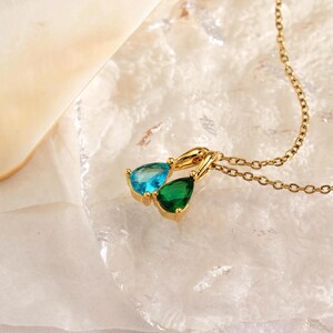Pear Cut Birthstone Necklace, Custom Birthstone Necklace, Gemstone Pendant Necklace, Birthday Gift, Gift for Wife, Family Gift for Her