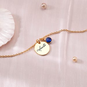 Custom Name Necklace with Birthstone, Engraved Name Necklace, Birthstone Jewelry, New Mom Gift, Gift for Wife, Anniversary Gift for Her