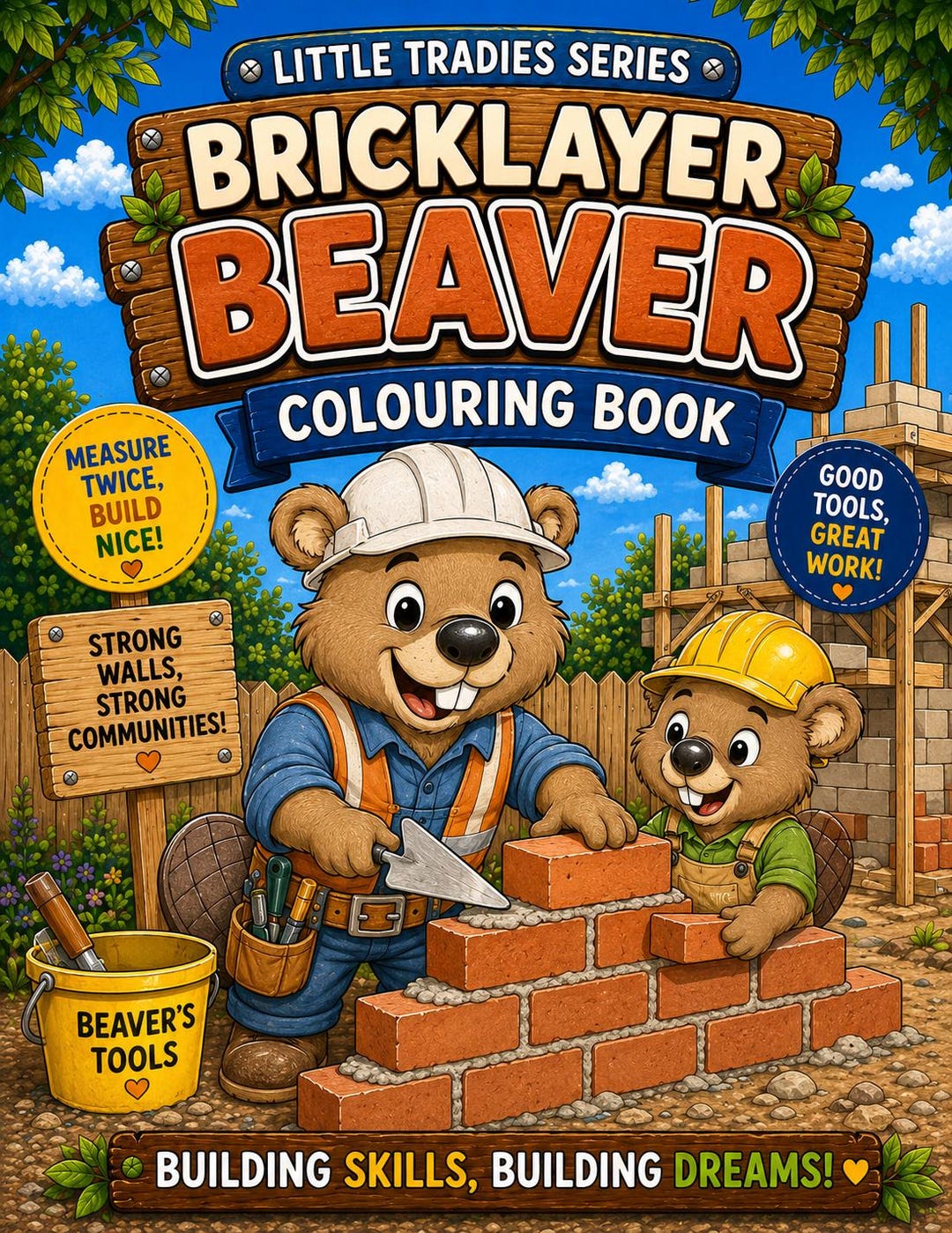 Bricklayer Beaver Colouring Book for Kids | Little Tradies Series ...