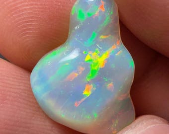 Hand carved free form polished opal, transparent opal, blue opal, vibrant opal, colorful opal, opal charm, landscape opal, top gem opal