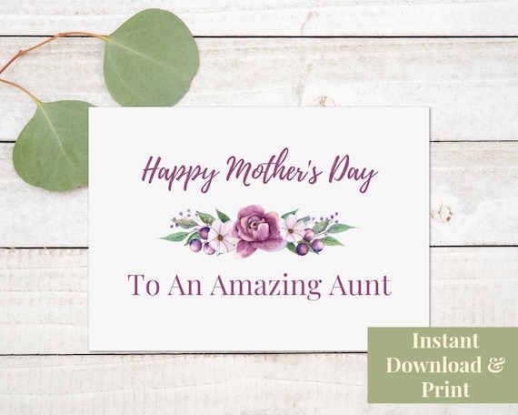 Mother S Day Card For Aunt Printable Mother's Day Card For Aunt Mother's Day | Etsy India