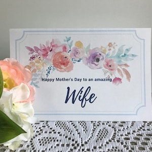 Cartão de Dia das Mães para Esposa para Impressão