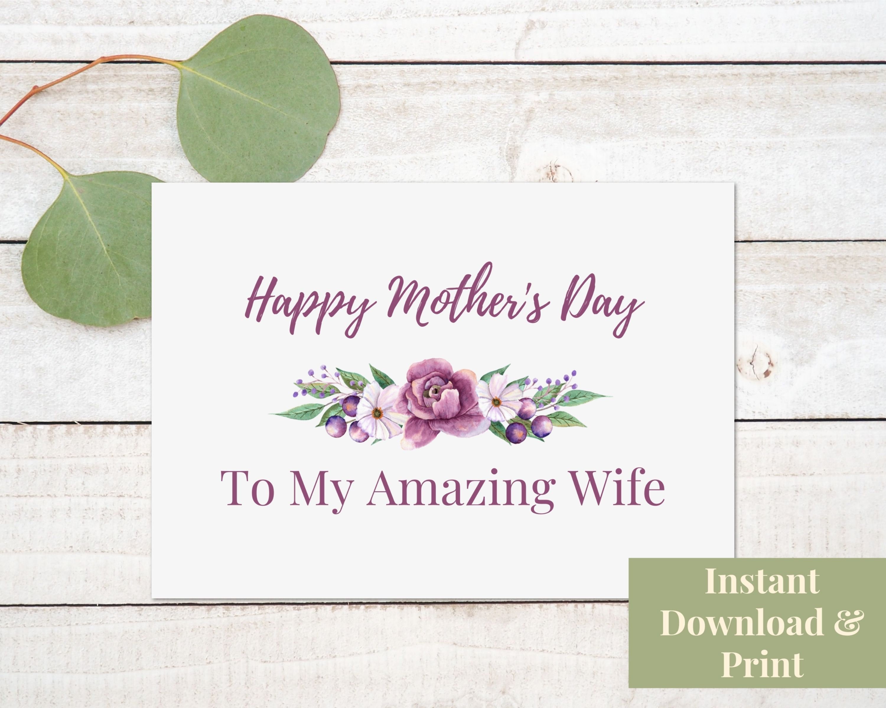 Mothers Day Card For Wife Printable Card Mothers Etsy Norway 