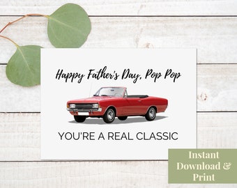 Printable Father&#39;s Day Card for Pop Pop, Classic Car