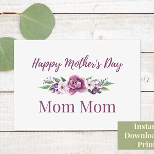 Tarjeta imprimible del Día de la Madre para la Gran Mamá Mamá - Tarjeta de Felicitación del Día de la Madre Bisabuela, Abuela, Descarga Digital