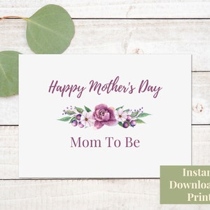Tarjeta imprimible del Día de la Madre para la futura mamá, tarjeta de felicitación del Día de la Madre para mamá embarazada, madre, descarga digital