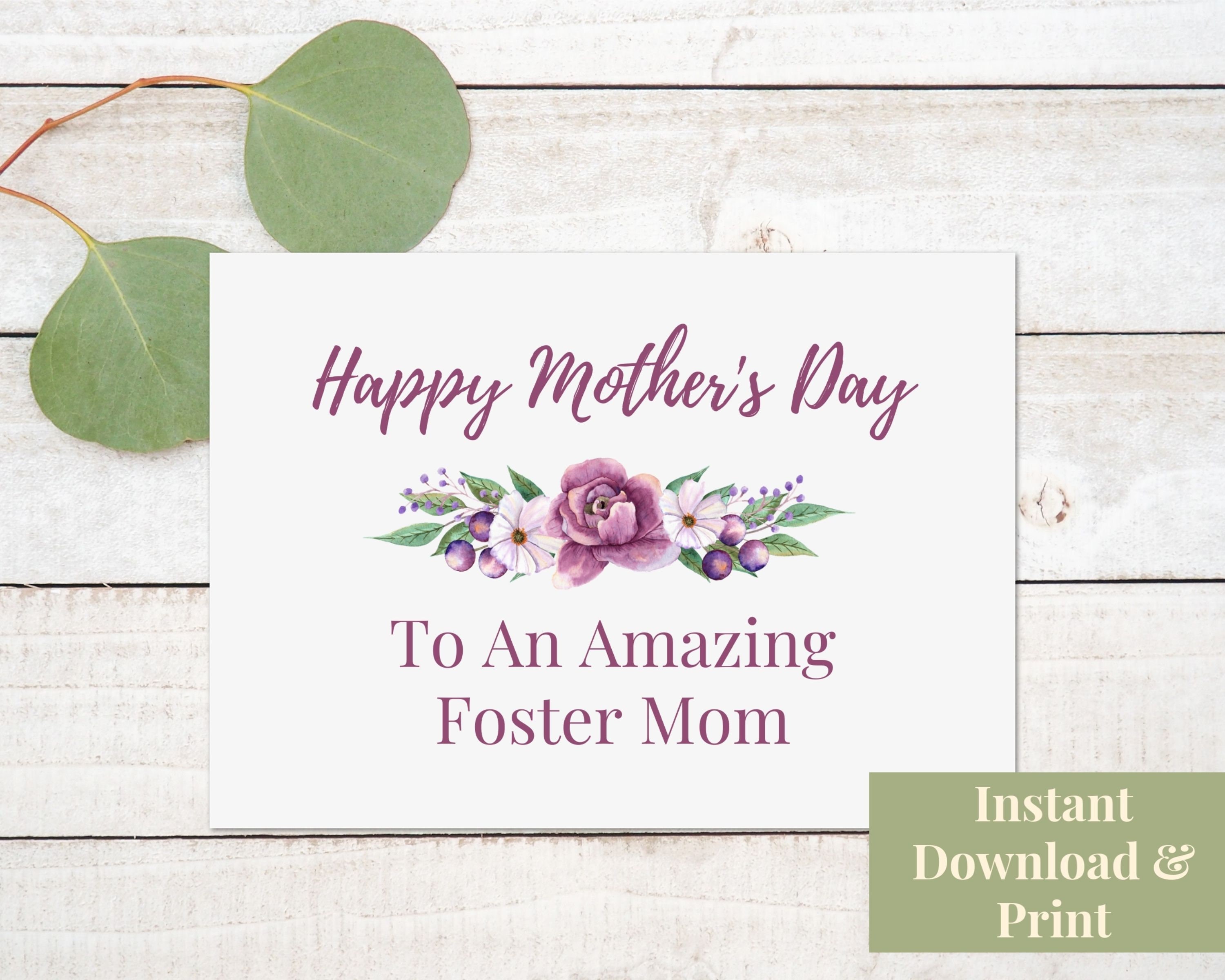 Printable Mother's Day Card for Foster Mom, Best Foster Mom, Foster Mom