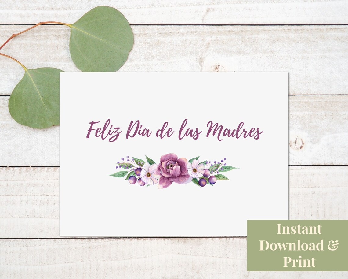 Spanish Mothers Day Card Printable, Feliz Dia De Las Madres, Tarjeta