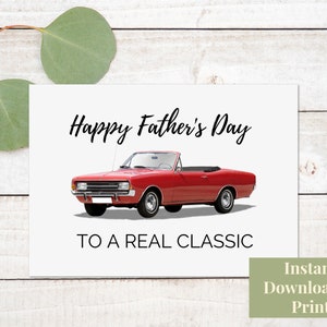 Druckbare Vatertagskarte Oldtimer, Papa, Pop Pop, Mohn, Opa, Opa, Schwager, Schwiegersohn