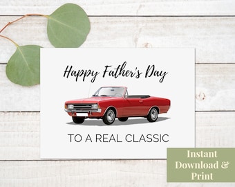 Printable Father&#39;s Day Card Classic Car, Dad, Pop Pop, Poppy, Grandpa, Granddad, Opa, Brother, Son In Law