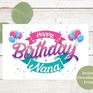 Carte d'anniversaire imprimable Nana, joyeux anniversaire Nana, carte Nana