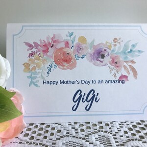 Tarjeta imprimible del Día de la Madre para GiGi, Tarjeta de felicitación del Día de la Madre para GiGi