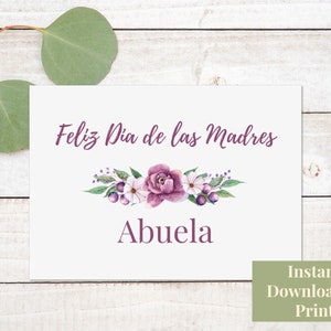 Tarjeta del Día de las Madres Español Imprimible, Feliz Dia De Las Madres Abuela, Tarjeta para Mamá, Madre, Abuela, Abuela, Mamá, Madre