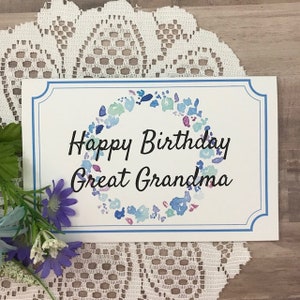 Tarjeta de cumpleaños imprimible para bisabuela - Tarjeta de felicitación para bisabuela, abuela, mamá mamá, Grammy, abuela