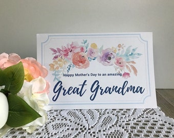 Printable Mother&#39;s Day Card for Great Grandma - Mother&#39;s Day Greeting Card Great Grandmother