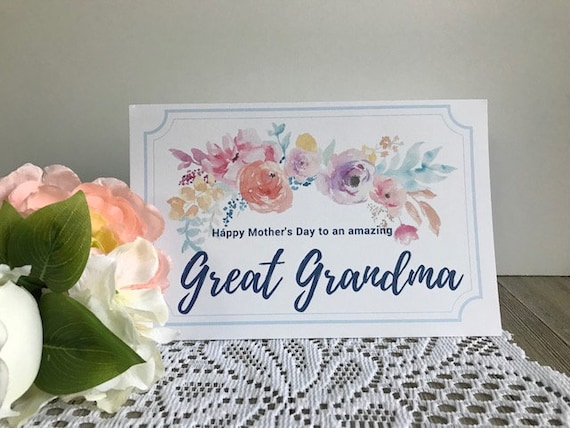 Printable Mother's Day Card for Great Grandma Mother's Day Greeting Card  Great Grandmother
