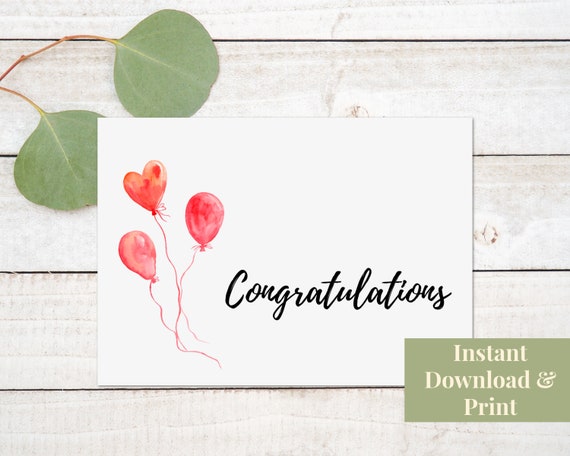 Printable Congratulations Card Printable Congrats Card - Etsy New Zealand