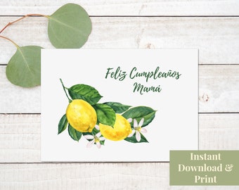 Feliz Cumpleanos Mama Tarjeta - Printable Birthday Card for Mom in Spanish - Spanish Birthday Greeting Card - Tarjeta en Espanol