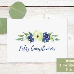 Feliz Cumpleanos Card - Tarjeta de Cumpleanos - Printable Birthday Card in Spanish