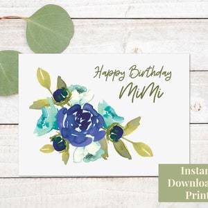 Tarjeta MiMi imprimible, descarga digital de cumpleaños