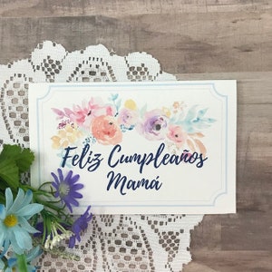 Druckbare Geburtstagskarte für Mama auf Spanisch - Feliz Cumpleanos Mama Tarjeta - Spanische Geburtstags-Grußkarte - Tarjeta en Espanol