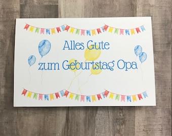 Alles Gute zum Geburtstag Opa - Printable Birthday Card for Opa in German - German Birthday Card for Opa, grandfather - Happy Birthday Opa