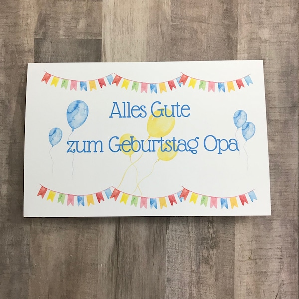 Alles Gute zum Geburtstag Opa - Printable Birthday Card for Opa in German - German Birthday Card for Opa, grandfather - Happy Birthday Opa