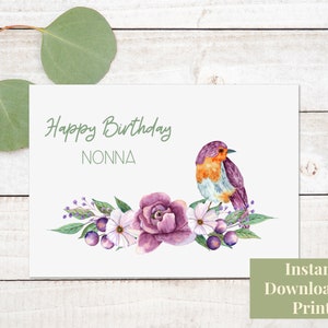 Nonna Card, Nonna Printable Happy Birthday Card - Carte de voeux pour grand-mère italienne