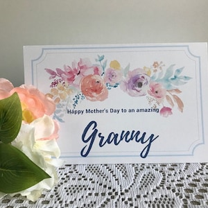 Tarjeta imprimible del Día de la Madre para la abuela, Tarjeta de felicitación del Día de la Madre Bisabuela, Mamá Mamá, Madre