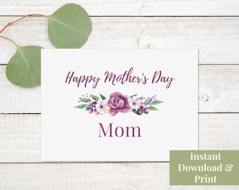 Printable Mother's Day Card for Mom - Mother's Day Greeting Card, Digital Download