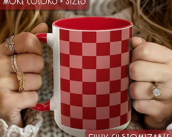 Checkerboard Coffee Mug Design Pattern Ceramic Cup Color Choice Gift Idea For Kitchen Decor Accent Mug Collection Drink Ware Modern Style